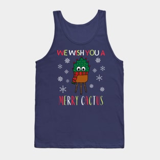 We Wish You A Merry Cactus - Christmas Cactus With Scarf Tank Top